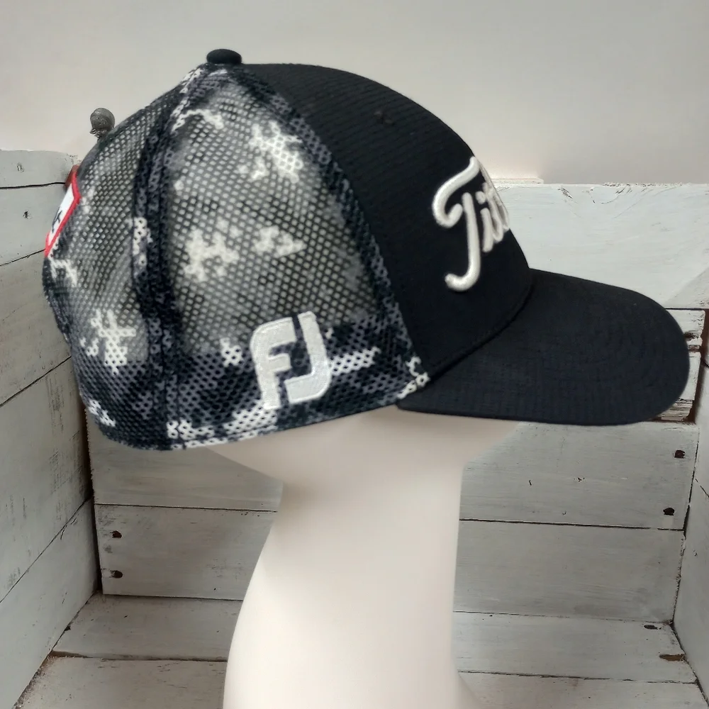 Titleist Pro V1 Footjoy Logo Mesh Black Snapback Hat Cap Men's One Size Fits Mos - Picture 6 of 10